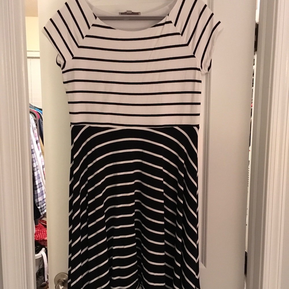 Loft black and white stripped dress